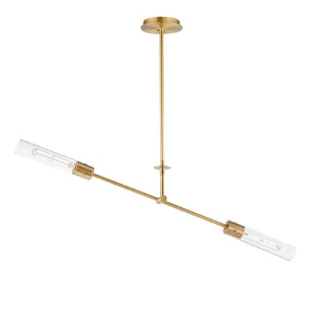 Maxim Equilibrium 2 Light 42" Wide Multi Light Pendant with Clear Glass Shades Natural Aged Brass