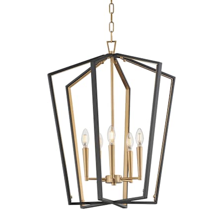 Maxim Melrose 5 Light 22" Wide Taper Candle Multi Light Pendant Black / Natural Aged Brass
