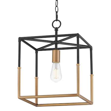 Maxim SoHo 12" Wide Pendant Black / Weathered Brass