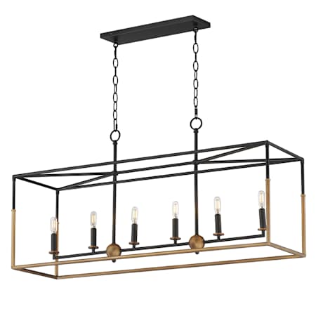 Maxim SoHo 6 Light 42" Wide Linear Pendant Black / Weathered Brass