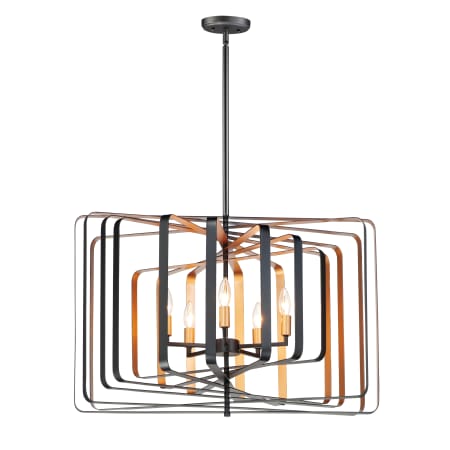 Maxim Radial 5 Light 30" Wide Drum Style Taper Candle Chandelier Black / Gold