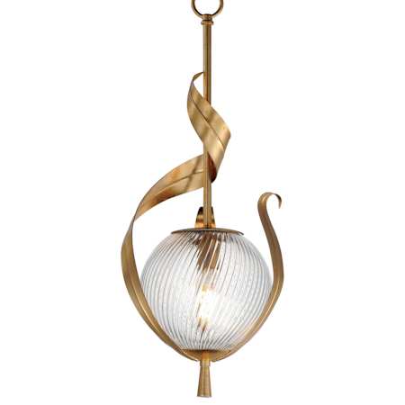 Maxim Firenze 10" Wide Mini Pendant Gold Leaf / Clear Ribbed
