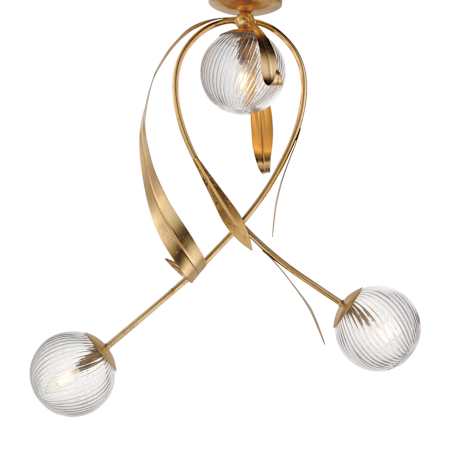 Maxim Firenze 3 Light 29" Wide Semi-Flush Globe Ceiling Fixture Gold Leaf / Clear Ribbed