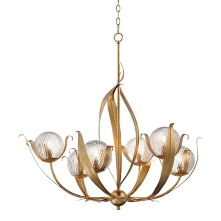 Maxim Firenze 6 Light 38" Wide Chandelier Gold Leaf / Clear Ribbed