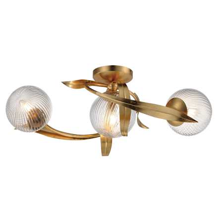 Maxim Firenze 3 Light 22" Wide Flush Mount Globe Ceiling Fixture Gold Leaf / Clear Ribbed
