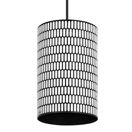 Maxim Shaka 8" Wide Mini Pendant with Hammered Metal Shade Black / White