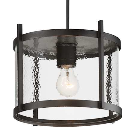 Maxim Belfry 12" Wide Outdoor Pendant with Clear, Hammered Glass Shade Black