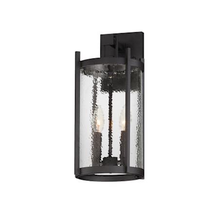 Maxim Belfry 2 Light 16" Tall Outdoor Wall Sconce with Clear, Hammered Glass Shade Black