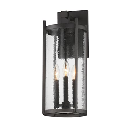 Maxim Belfry 3 Light 20" Tall Outdoor Wall Sconce with Clear, Hammered Glass Shade Black