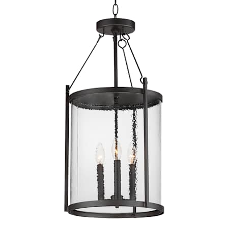 Maxim Belfry 3 Light 13" Wide Outdoor Taper Candle Pendant with Clear, Hammered Glass Shade Black