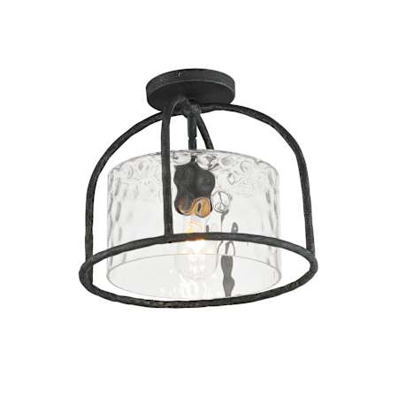 Maxim Del Mar 13" Wide Semi-Flush Drum Outdoor Ceiling Fixture with Clear, Water Glass Shade Blacksmith