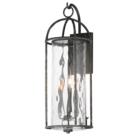 Maxim Del Mar 3 Light 30" Tall Outdoor Wall Sconce with Clear, Water Glass Shade Blacksmith