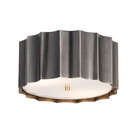 Maxim Allegra 2 Light 12" Wide Flush Mount Drum Ceiling Fixture with Scalloped Metal Shade Gunmetal / Gold