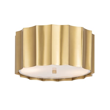 Maxim Allegra 2 Light 12" Wide Flush Mount Drum Ceiling Fixture with Scalloped Metal Shade Weathered Brass