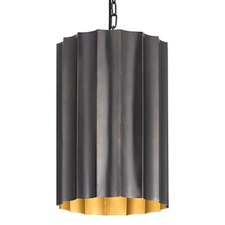 Maxim Allegra 12" Wide Pendant with Scalloped Metal Shade Gunmetal / Gold