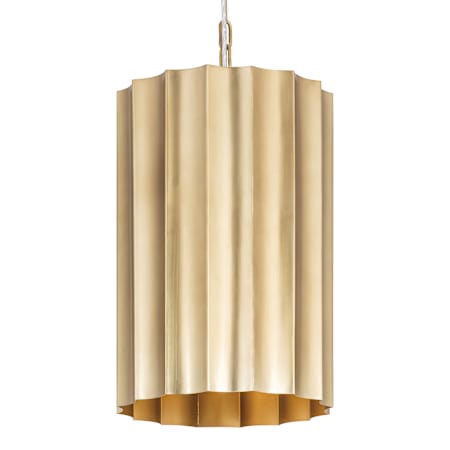 Maxim Allegra 12" Wide Pendant with Scalloped Metal Shade Weathered Brass