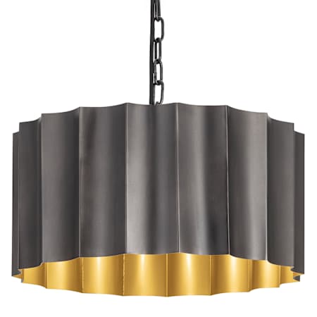Maxim Allegra 18" Wide Pendant with Scalloped Metal Shade Gunmetal / Gold