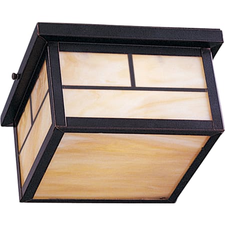 Maxim Coldwater 2 Light 9-1/4" Wide Outdoor Flush Mount Square Ceiling Fixture with Glass Square Shade Burnished