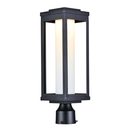 Maxim Salon Single Light 19-1/2" High Integrated LED Outdoor Post Light with Clear Ribbed Glass Shade Black / Satin White Glass