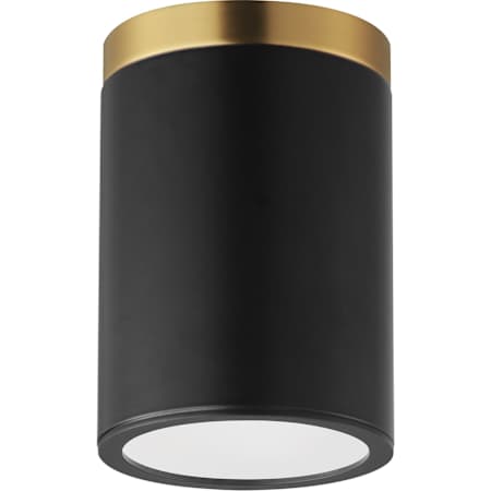 Maxim Dapper 5" Wide LED Flush Mount Ceiling Fixture Black / Antique Brass