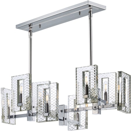 Maxim Suave 8 Light 34" Linear Chandelier with Optic Crystal Block Shades Polished Nickel