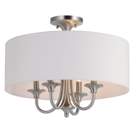 Maxim Bongo 18" Wide 4 Light Fabric Drum Shade Semi-Flush Ceiling Fixture / Converts to Pendant Satin Nickel