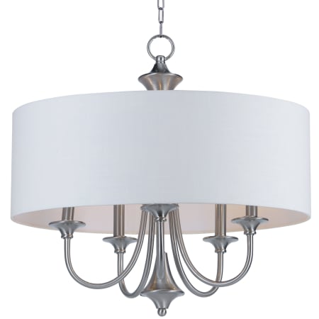 Maxim Bongo 5 Light 22" Chandelier with Fabric Drum Shade Satin Nickel