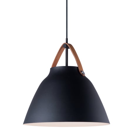 Maxim Nordic Single Light 14" Aluminum Pendant with Leather Strap Tan Leather / Black