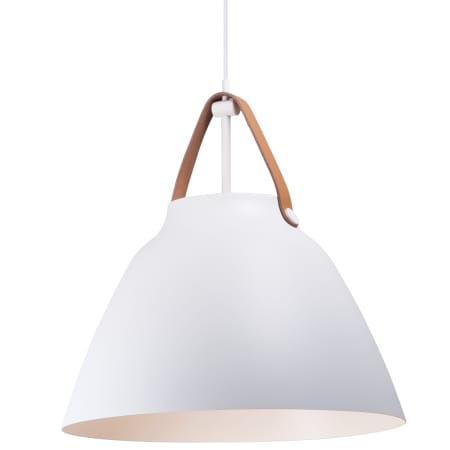 Maxim Nordic Single Light 20" Aluminum Pendant with Leather Strap Tan Leather / White