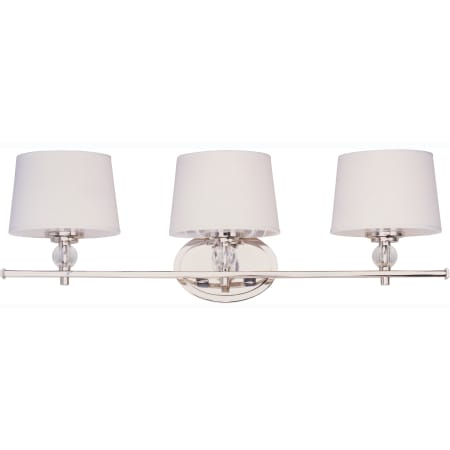 Maxim Rondo 26" Bath Light with Crystal Accents and Fabric Shades Polished Nickel / White Fabric Shade