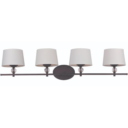 Maxim Rondo 36" Bath Light with Crystal Accents and Fabric Shades Oil Rubbed Bronze / White Fabric Shade