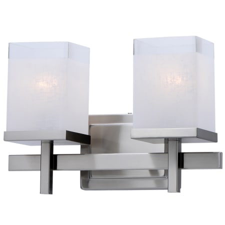 Maxim Tetra 14" Wide Bathroom Light with Square Linen Glass Shades Satin Nickel
