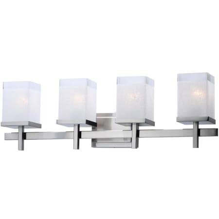 Maxim Tetra 30" Wide Bathroom Light with Square Linen Glass Shades Satin Nickel
