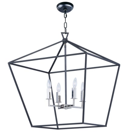 Maxim Abode 4 Light 25" Wide Chandelier Textured Black / Polished Nickel