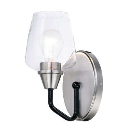 Maxim Goblet Single Light 10" Tall Bathroom Sconce Black / Satin Nickel