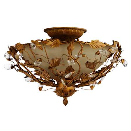 Maxim Elegante 16" Wide 3 Light Ceiling Light Etruscan Gold / Frosted Ivory Glass