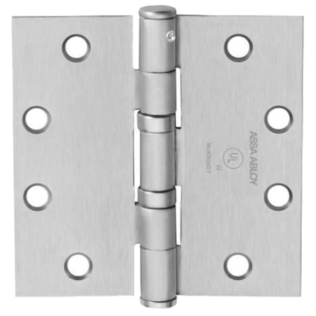 McKinney T2714 Series 4" x 4" Standard Duty Plain Bearing Square Corner Mortise Door Hinge with Non Removable Pin - Single Satin Chrome