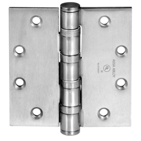 McKinney T4A Series 4-1/2" x 7" Heavy Duty Plain Bearing Square Corner Mortise Door Hinge with Removable Pin - Single Satin Stainless Steel