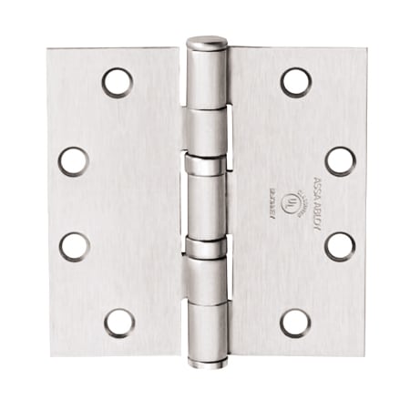 McKinney TB2714 Series 4-1/2" x 4-1/2" Heavy Duty Ball Bearing Square Corner Mortise Door Hinge with Non Removable Pin - Single Satin Nickel