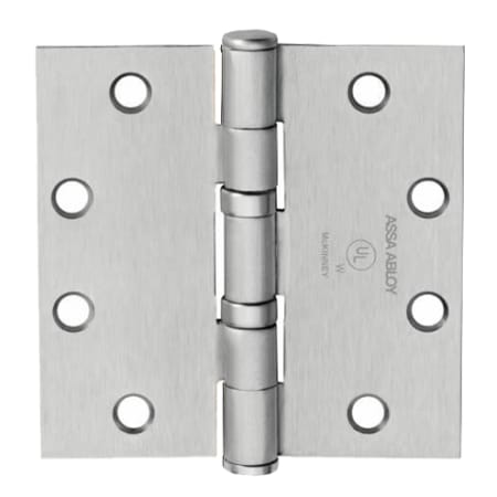 McKinney TA2714 Series 4" x 4" Standard Weight Ball Bearing Square Corner Mortise Door Hinge with Removable Pin - Single Satin Chrome