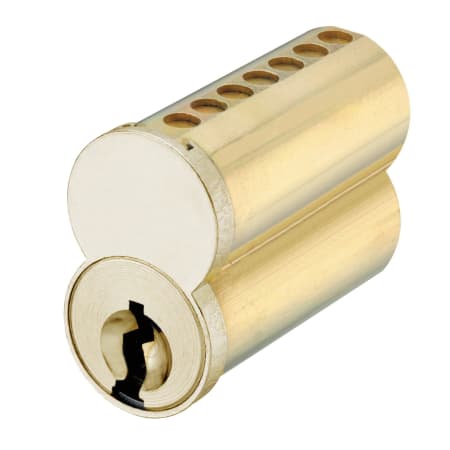 Medeco X4 Series Uncombinated 6-Pin SFIC with R Keyway and Clip Retainer Satin Brass