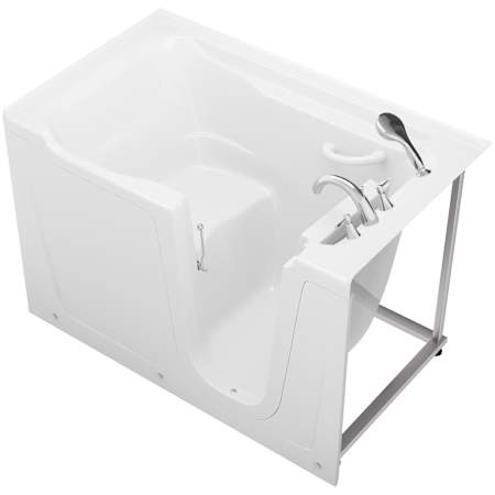 MediTub 60" Fiberglass Soaking Walk In Tub for Alcove Installations with Right Drain, Drain Assembly, Overflow, Fast Filling Roman Tub Filler and Hand Shower White