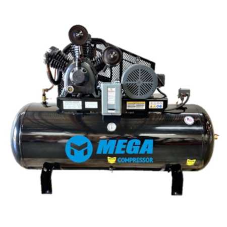 MEGA Compressor 10 HP 120 Gal 200 Max PSI Two-Stage Stationary Electric (460 Volt 3 Phase) Reciprocating Air Compressor with Horizontal Tank N/A