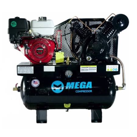 MEGA Compressor 13 HP 30 Gal 175 Max PSI 19 CFM Two-Stage Truck Mount Gas Reciprocating Air Compressor with Electric Start Honda Engine N/A