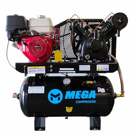 MEGA Compressor 13 HP 30 Gal 175 Max PSI Two-Stage Truck Mount Gas Reciprocating Air Compressor with Electric Start Honda Engine and Detachable Top Plate N/A