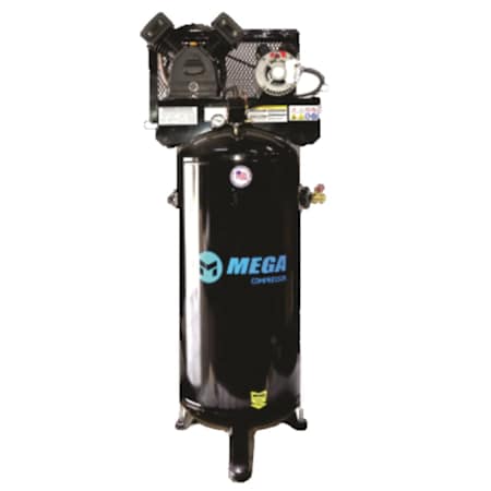 MEGA Compressor 3 HP 60 Gal 150 Max PSI 12 CFM Single-Stage Stationary Electric (208, 230 Volt 1 Phase) Reciprocating Air Compressor N/A