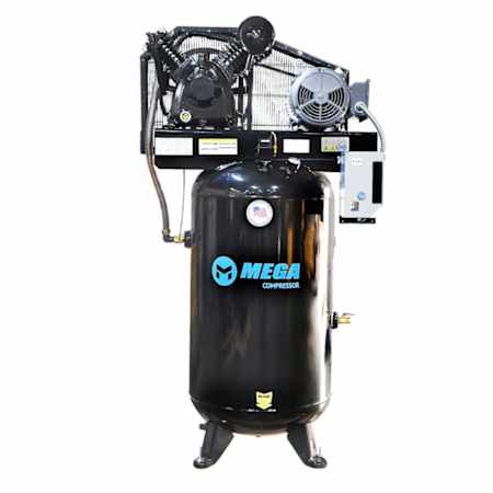 MEGA Compressor 7.5 HP 80 Gal 175 Max PSI Industrial Series Two-Stage Stationary Electric (208, 230 Volt 1 Phase) Reciprocating Air Compressor N/A