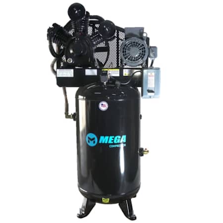 MEGA Compressor 7.5 HP 80 Gal 175 Max PSI Two-Stage Stationary Electric (208, 230 Volt 1 Phase) Reciprocating Air Compressor with 10-HP Pump 650 RPM N/A