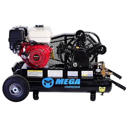 MEGA Compressor 9 HP 10 Gal 150 Max PSI 20 CFM Single-Stage Portable Gas Reciprocating Air Compressor with Honda Engine N/A