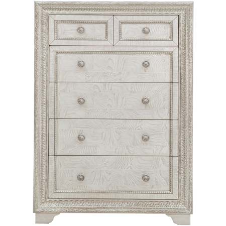 Meridian Camila 42" Wide 5 Drawer Ash and Rubberwood Dresser Cream